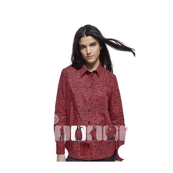 Talbots Tops - NWT Talbots Button Up Blouse Red Animal‎ Print Size 4P